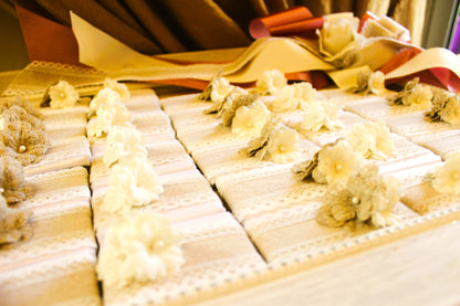 Hessian Fabric Floral Elegance: Engagement Chocolate Tray