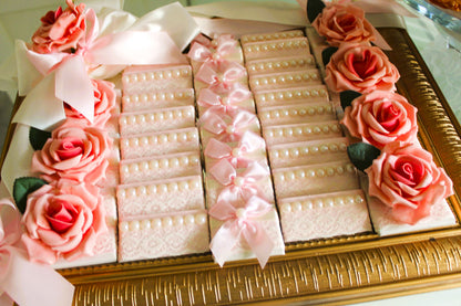 Golden Frame Elegance: Engagement Chocolate Tray